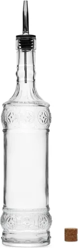 Vista 6 de BULK PARADISE Botella de vidrio decorativa transparente grande con boquilla y corcho, 32 onzas, 1 botella - Diseño: COGNAC (3 x 11.9 pulgadas)