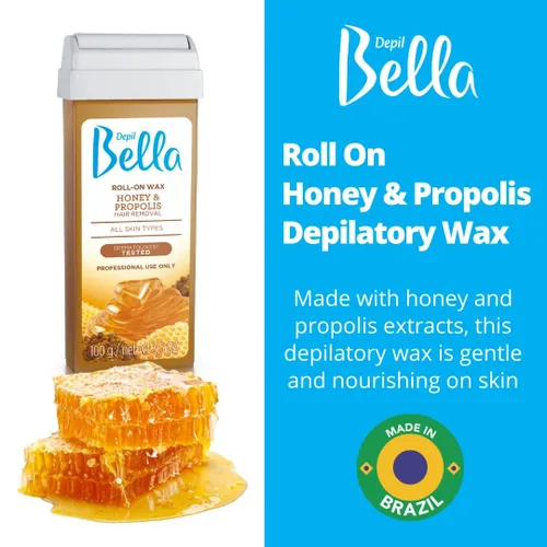 Vista 2 de Depil Bella Rollo de cera depilatoria con miel y propóleos Depilación corporal, cartucho de cera para depilación Para hombres y mujeres Auto