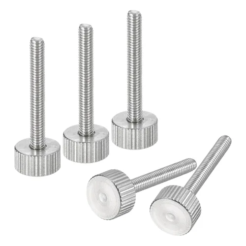 Vista 22 de uxcell M3x6mm Tornillos de pulgar moleteados, 5 piezas de acero inoxidable 304, cabeza plana moleteada, tornillos de pulgar roscados completamente