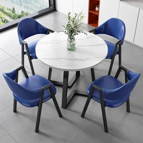 Vista 12 de YVYKFZD Office Reception Room Club Table, Round Conference Table, Simple Kitchen Dining Table Set with Metal Legs, Small Conference Room Table and
