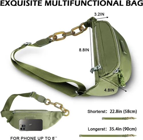 Vista 2 de Bolso pequeño de la honda para las mujeres del riñonera de nylon con la correa ajustable, Verde