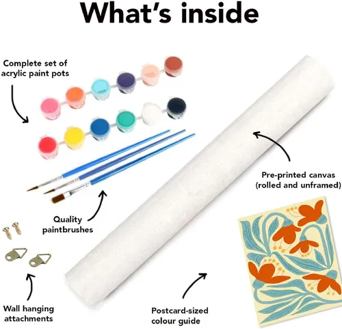 Vista 3 de Clendo Juego de 6 paquetes de pintura por números para adultos, kit de pintura por números de flores fáciles para adultos en lienzo sin marco