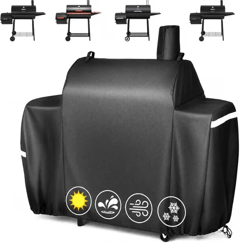 Vista 23 de Cubierta de parrilla Utheer para ahumador vertical de gas Pit Boss 3-Serie, cubierta impermeable anti-UV de 600D de longitud completa y resistente