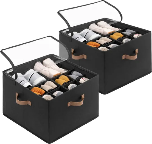 Vista 26 de Organizador de zapatos StorageWorks para clóset, cabe hasta 16 pares, contenedores de almacenamiento para zapatos con divisores ajustables y Beige