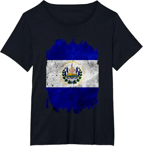 Vista 27 de Camiseta con bandera de El Salvador de El Salvador con diseño de bandera de El Salvador, Negro, S