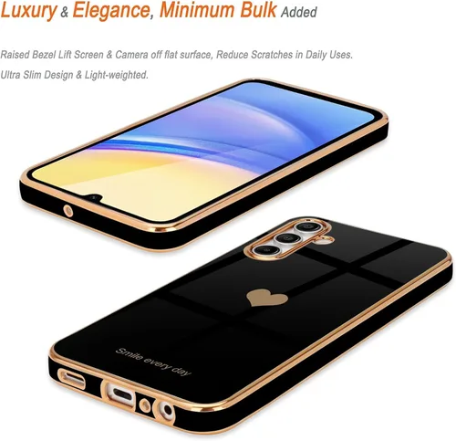 Vista 4 de Teageo para Samsung Galaxy A15 4G 5G Funda para mujeres y niñas, diseño de corazón de amor, lujoso brillo, cubierta trasera suave, parachoques