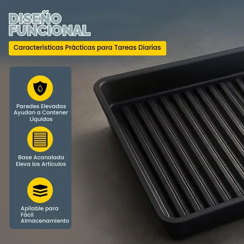 Vista 4 de Eagle - Bandeja de contención de derrames, sumidero de 5 galones, fabricada en Estados Unidos, color negro