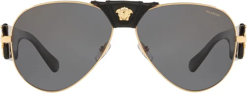 Vista 3 de Versace Gafas de sol para hombre marco dorado lentes polares grises 2441in