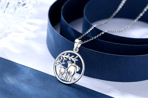 Vista 8 de AEONSLOVE Collar de elefante de plata de ley con buena suerte, regalo para mujer, cadena de 17.7in, Plata esterlina