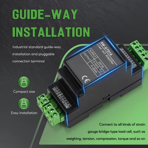 Vista 3 de CGOLDENWALL RW-GT01A DIN Rail - Transductor transmisor con sensor de célula de carga montable (salida señal: 0-10V)