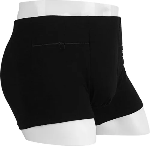 Vista 2 de LUEXBOX 4 Packs Pocket Underwear for Men with Secret Hidden Pocket, Travel Boxer Brief, (Black)