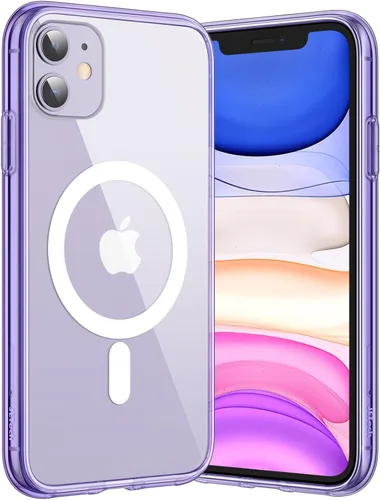 Vista 8 de JETech Funda magnética para iPhone 11 de 6.1 pulgadas, compatible con carga inalámbrica MagSafe, a prueba de golpes, parte trasera transparente