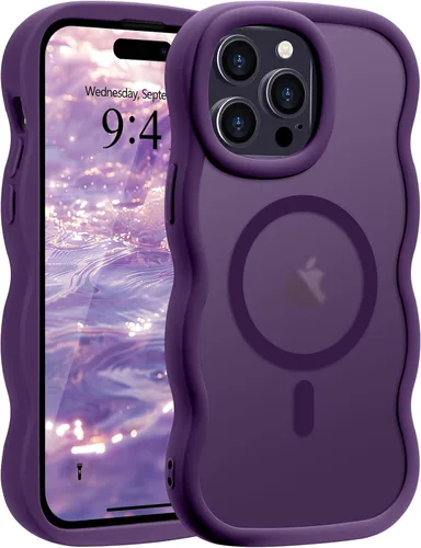 Vista 78 de Pepmune - Funda para iPhone 12 Pro Max con marco ondulado y estructura rígida, color mate claro, cubierta trasera unisex, compatible con Magsafe