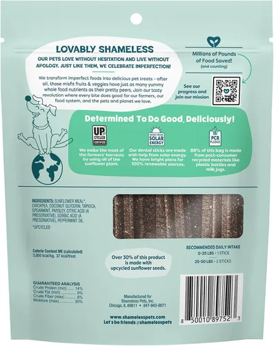 Vista 2 de Shameless Pets Mighty Mint Minis - Masticables dentales para perros, golosinas saludables para limpieza de dientes y aliento fresco, sin granos