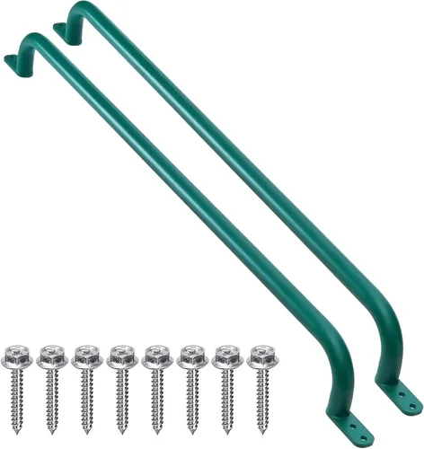 Vista 8 de Asa de escalera amarilla de 37 pulgadas de largo (1 par) – Asa de agarre larga de metal, barras de agarre para columpios, agarraderas de mano