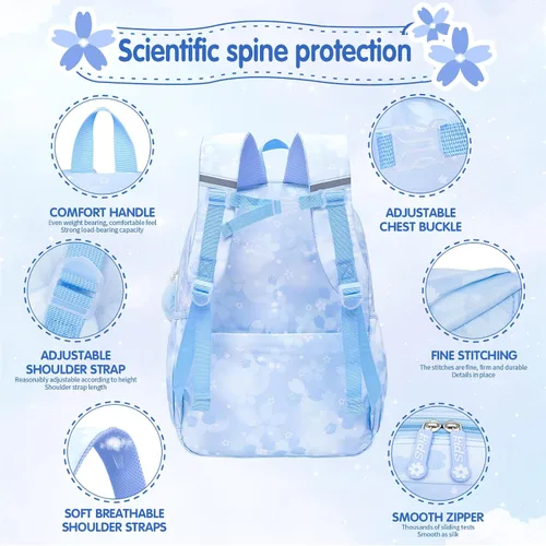 Vista 4 de Linda Mochila para Niñas Bolso Escolar para Estudiantes Niños Bolso de Libros con Múltiples Bolsillos Mochila Infantil Resistente a Salpicaduras