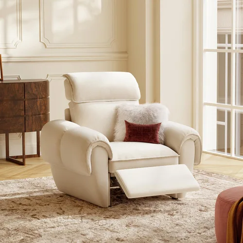 Vista 23 de ALIVING Sofá modular seccional, sofá reclinable de 3 plazas para sala de estar, blanco roto Blanco hueso