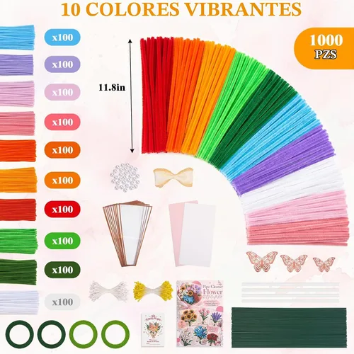 Vista 2 de QUEFE 1000 piezas de limpiadores de tuberías a granel para manualidades