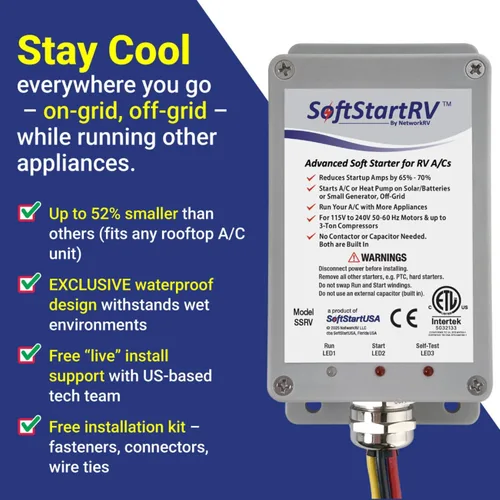 Vista 2 de SoftStartRV arranque suave para aire acondicionado de RV, kit de arranque suave de CA para aire acondicionado, fácil arranque incluso con un