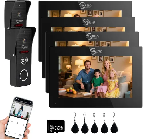 Vista 13 de ANJIELO SMART Timbre de video con cable con monitor interior, sistema de intercomunicación de video con cable, audio bidireccional, detección