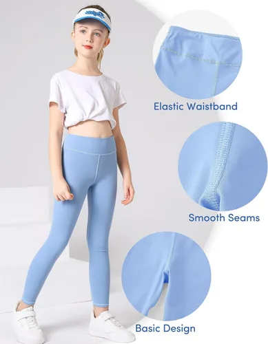 Vista 5 de Domee Girls Athletic Leggings Workout Yoga Pants Pack of 3