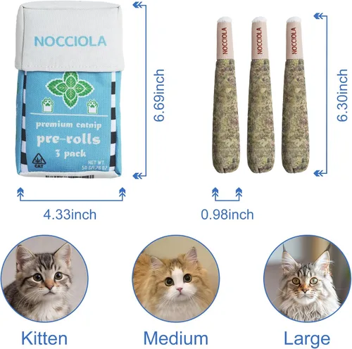 Vista 3 de Nocciola Paquete de 3 juguetes de hierba gatera para gatos, divertidos juguetes para gatos rellenos con hierba gatera orgánica 100% pura, juguetes