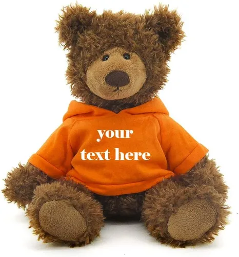 Vista 2 de Plushland Oso Frankie marrón de 12 pulgadas, regalo personalizado de animal de peluche, gran regalo para el día de la madre, día de San Valentín