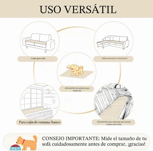 Vista 5 de MYSKY HOME Funda de Sofá para Perros Lavable, Fundas de Sofá para Perros, Funda Protectora de Sofá Antideslizante Lavable Alfombrilla para Perros