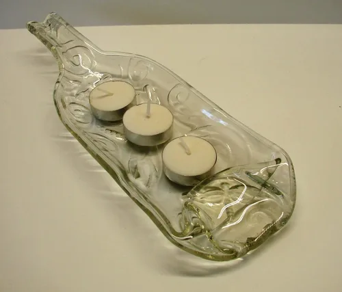Vista 4 de Libélula en relieve poco profundo tazón o plato para servir botella de vino transparente