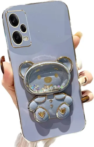 Vista 72 de Miagon Bear - Funda con soporte para espejo para Xiaomi Redmi A1, Quicksand Glitter Electroplated Soft TPU Protector Slim a prueba de golpes
