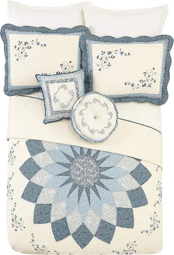 Vista 4 de Modern Heirloom Funda Charlotte estándar, azul, 26" x 20