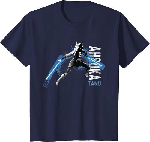 Vista 27 de Star Wars The Clone Wars Ahsoka Tano Dual Lightsabers Camiseta Asphalt Grey