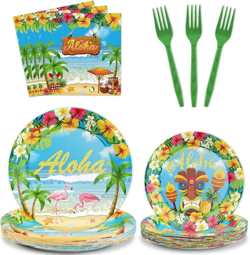 Vista 21 de Tevxj Juego de vajilla de 96 piezas para fiesta mexicana de feliz cumpleaños, platos de postre desechables, platos de fiesta, servilletas, tenedores
