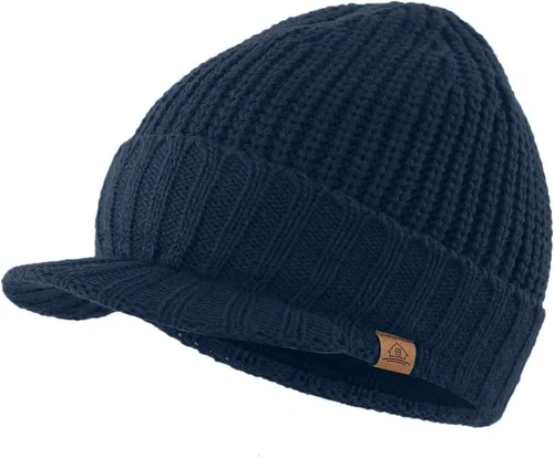 Vista 15 de Home Prefer - Gorro de invierno para hombre de punto grueso con visera, gorro tipo newsboy