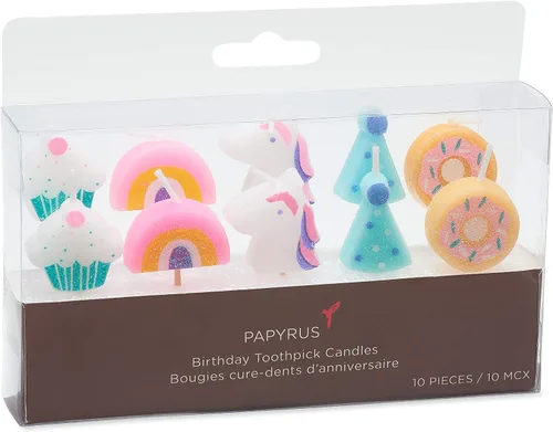 Vista 2 de Papyrus Velas de cumpleaños, unicornios y arcoíris (10 unidades) grandes