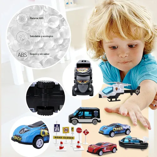 Vista 4 de Juguetes para niños de 3 a 4 años, juego de transporte de camiones grandes con 12 vehículos fundidos a presión, camiones, juguetes, autos, regalos