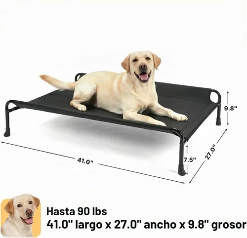 Vista 6 de Veehoo Cama para perros al aire libre, camas elevadas para perros grandes, cama elevada para perros con reposacabezas, cuna refrescante lavable