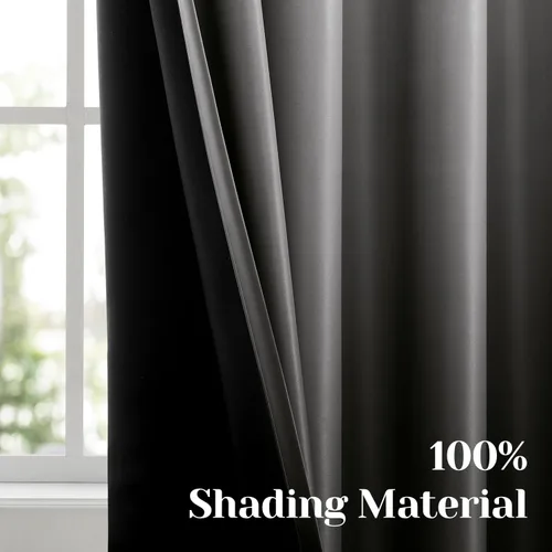 Vista 3 de HOMEIDEAS Cortinas negras 100% opacas degradadas, 52 pulgadas de ancho x 63 Negro