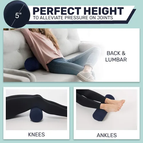 Vista 4 de AllSett Health - Almohada de refuerzo cilíndrica y redonda cervical con funda extraíble y lavable, diseñada ergonómicamente para cabeza, cuello