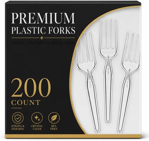 Vista 5 de Settings - Cucharas de té desechables de plástico transparente, 50 cucharas de fiesta por paquete