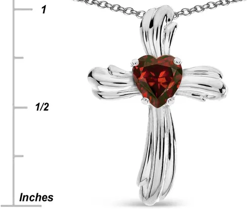 Vista 2 de Star K Solid 14k Gold Heart Shape 6mm Ribbed Cross Of Love Pendant Necklace