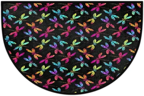 Vista 56 de Felpudo Semicircular de Animales Libélula Boho Lavable Tapete Semicírculo Antideslizante Absorbente Alfombras de Media Luna para Entrada