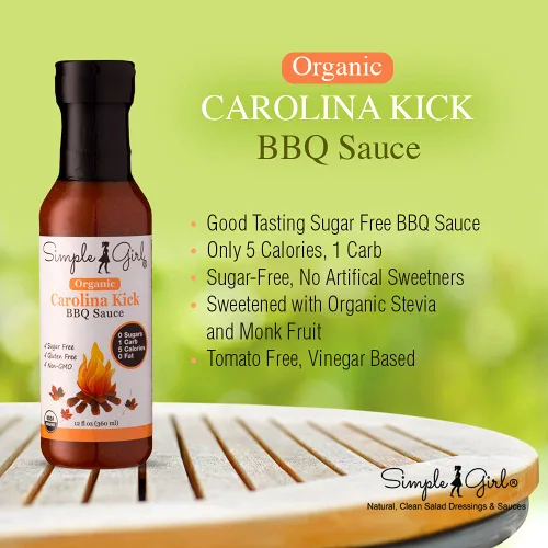 Vista 3 de Simple Girl Carolina Style BBQ Sauce – 12 oz – Baja en calorías – Sin azúcar – Apto para diabéticos y veganos – Sin gluten/grasa/MSG – Compatible