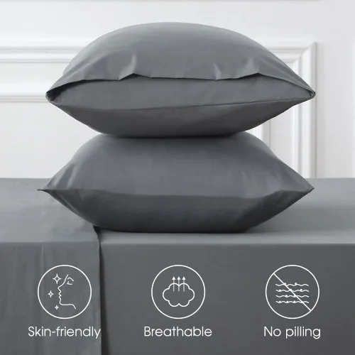 Vista 6 de HYPREST juego de sábanas Queen de bolsillo extra profundo se ajusta a colchones de 18"-24" de profundidad - Juego de sábanas Queen 100% algodón, Gris