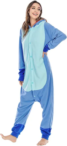Vista 7 de NAITOKE Unisex Adult Stitch Onesie Pajamas Costume Animal Sleepwear for Halloween Party Daily
