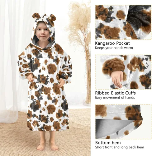 Vista 3 de Mantas portátiles para niños, súper suaves, cálidas y acogedoras, sudadera con capucha de gran tamaño, regalos para niños de 3 a 14 años, niñas