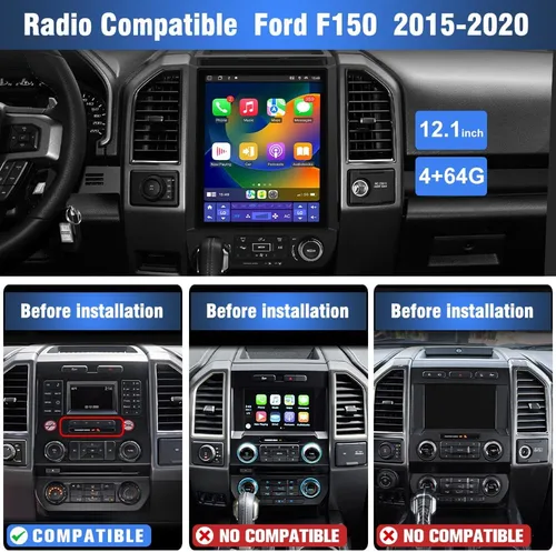 Vista 2 de Radio de coche Android 13 para Ford F150 2015-2021, estéreo de 12.1 pulgadas con CarPlay y Android Auto, SWC, DSP, Bluetooth, WiFi, MirrorLink
