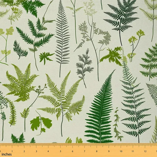 Vista 14 de The Yard - Tela de hojas verdes para acuarela, hojas de ginkgo botánico salvaje, manualidades, plantas naturales al aire libre, tela estilo selva