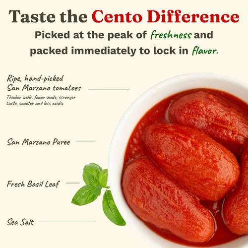 Vista 3 de Cento Tomates de ciruela entera pelada certificada San Marzano, 28 onzas, paquete de 6, 168 onzas