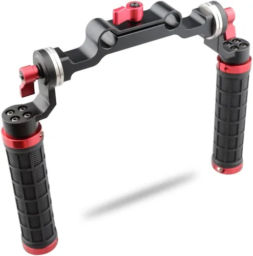 Vista 7 de CAMVATE Soporte de hombro con mango de goma con accesorio estándar de roseta para DSLR (rojo, rosca M6, 1.252 in) - 1472